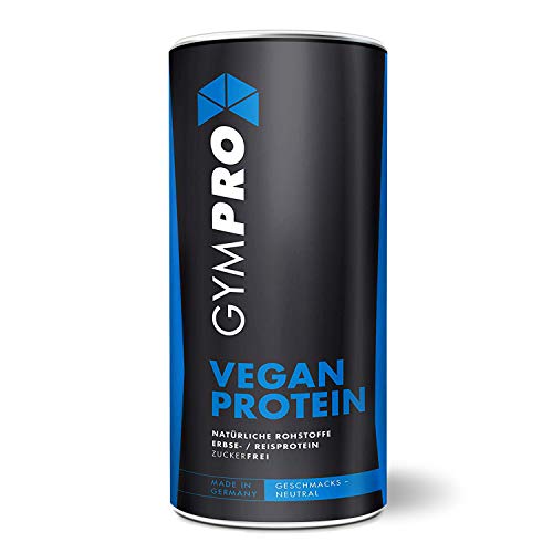 GymPro - PREMIUM VEGAN PROTEIN (Neutral, 900g), Pflanzliches Eiweißpulver aus Erbsenprotein und Reisprotein. Veganes Proteinpulver 100% natürliche Rohstoffe. Eiweißshake mit hohem Proteingehalt.