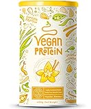 Vegan Protein - VANILLE - Kraftvoll und rein pflanzliches Proteinpulver mit Reis-, Soja-, Erbsen-, Chia-, Sonnenblumen- und Kürbiskernprotein - Ohne künstliche Süßstoffe und Aromen - 600 Gramm Pulver